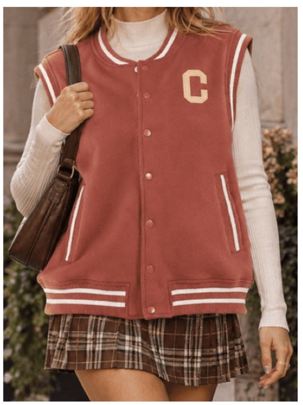 NWT THE GREII Varsity Vest w/Letter “C” in Rust
